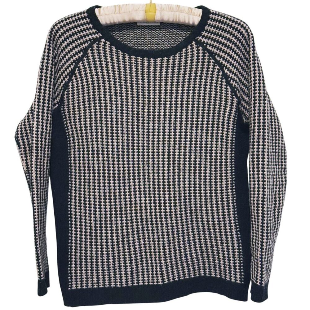 Whistles Womens Lambs Wool Two Tone Knit Sweater Sz 8 Old Money Preppy Academia - Picture 2 of 7